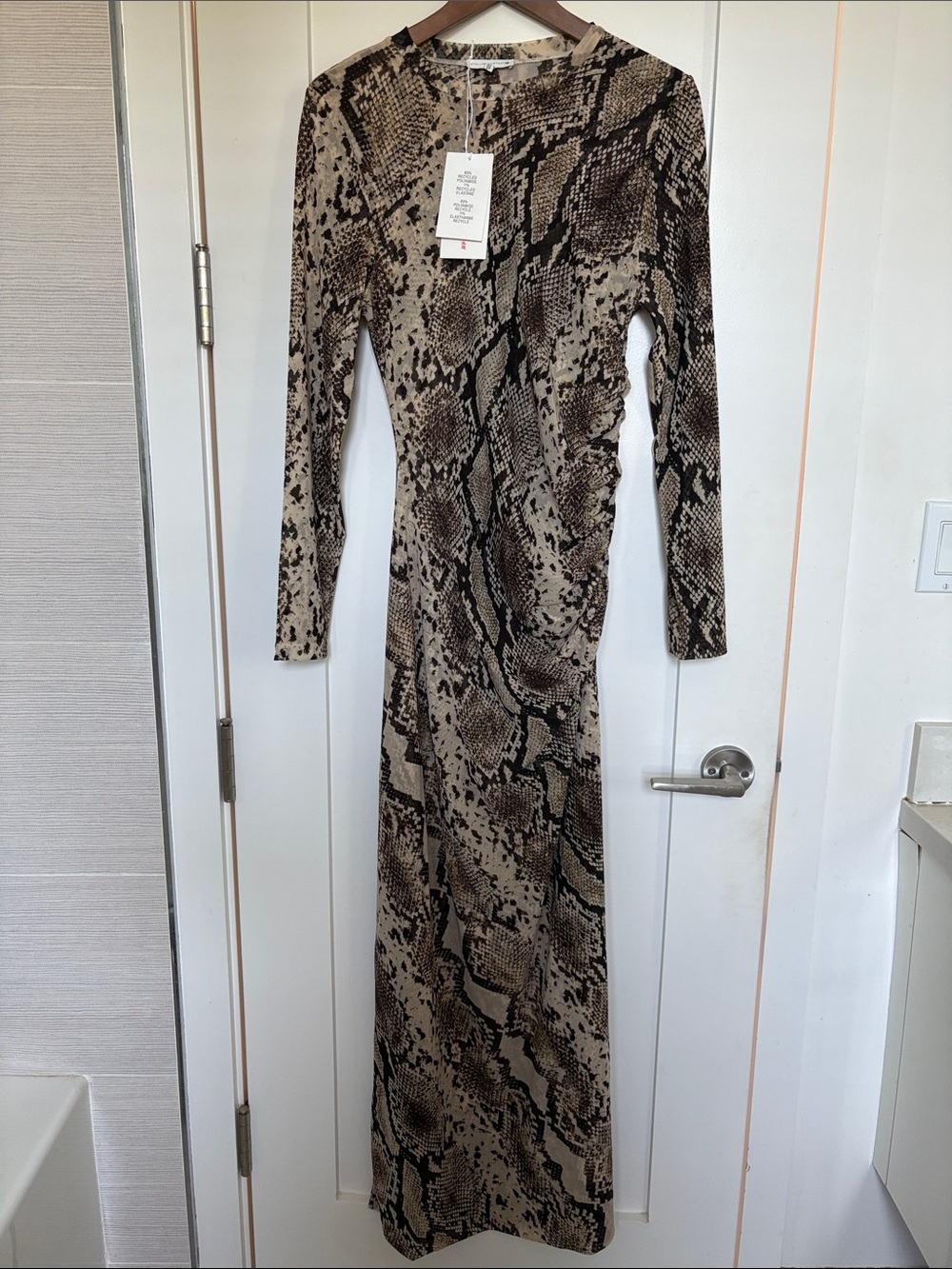 Stella McCartney Brown Snake-Print Long Sleeve Maxi Dress